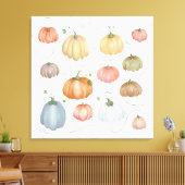 Farbenfrohe Wasserfarbenkürbis Leinwanddruck (Insitu (Wohnzimmer))