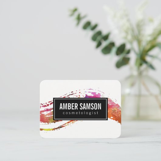 Farbenfrohe Wasserfarbenlackierung gebürstet Visitenkarte (Stehend Vorderseite)