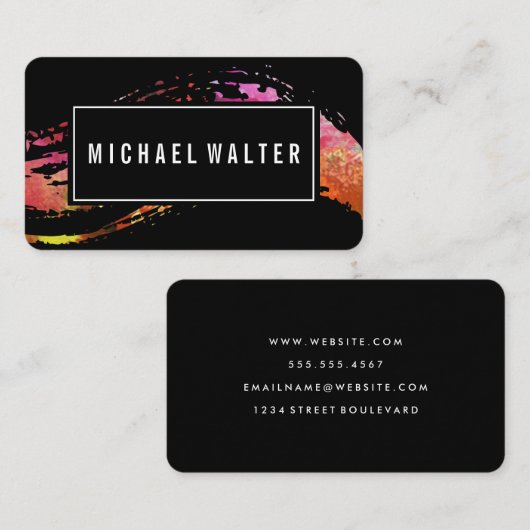 Farbenfrohe Wasserfarbenlackierung gebürstet Visitenkarte (Vorne/Hinten)