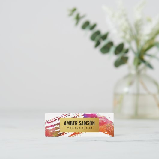 Farbenfrohe Wasserfarbenlackierung - Imitat Mini Visitenkarte (Stehend Vorderseite)