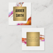 Farbenfrohe Wasserfarbenlackierung - Imitat Quadratische Visitenkarte (Vorne/Hinten)