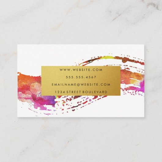 Farbenfrohe Wasserfarbenlackierung - Imitat Visitenkarte (Rückseite)