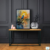 Farbenfrohe Wasserfarbenlandschaft Sees and Bird Fotodruck