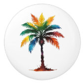 Farbenfrohe Wasserfarbenpalme Keramikknauf (Vorderseite)