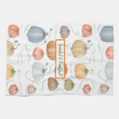 Farbenfrohe Wasserfarbenrebe Kürbispflaster Geschirrtuch (Horizontal)