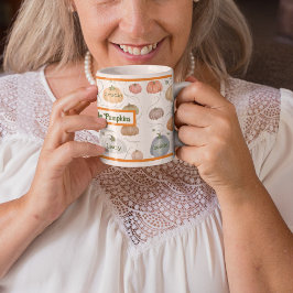 Farbenfrohe Wasserfarbenrebe Kürbispflaster Kaffeetasse