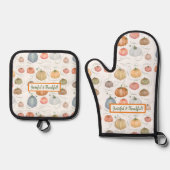 Farbenfrohe Wasserfarbenrebe Kürbispflaster Ofenhandschuh & Topflappen-Set (Vorderseite)