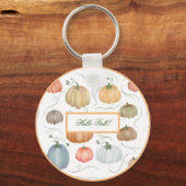 Farbenfrohe Wasserfarbenrebe Kürbispflaster Schlüsselanhänger (Vorderseite)