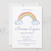 Farbenfrohe Wasserfarbenrennbogentaufe oder Weihna Einladung (Vorderseite)