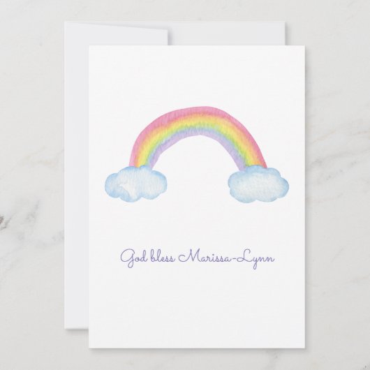 Farbenfrohe Wasserfarbenrennbogentaufe oder Weihna Einladung (Rückseite)