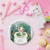 Farbenfrohe Wasserfarbenschlange Geburtstag Pappteller (Party)