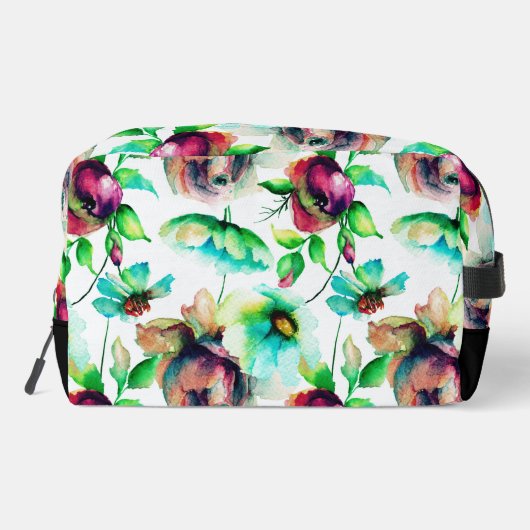 Farbenfrohe WasserFarbflora-Illustration Waschbeutel (Rückseite)