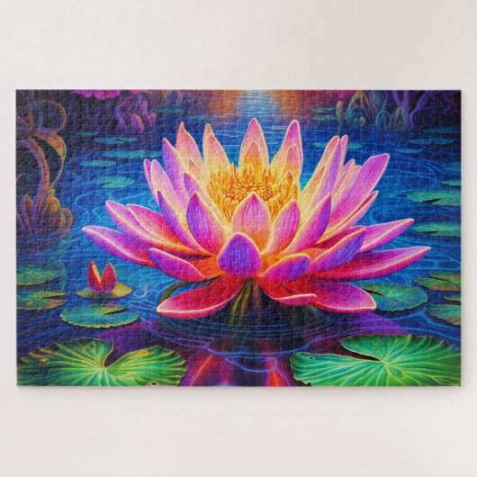 Farbenfrohe Wasserlilie: Teich Ruhe Puzzle (Horizontal)
