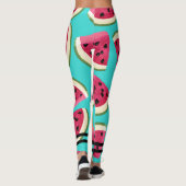 Farbenfrohe Wassermelone l Workout Blue Black text Leggings (Rückseite)