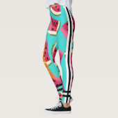Farbenfrohe Wassermelone l Workout Blue Black text Leggings (Links)