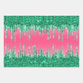 Farbenfrohe Wassermelone Pink Green Black Geschenkpapier Set (Vorderseite)