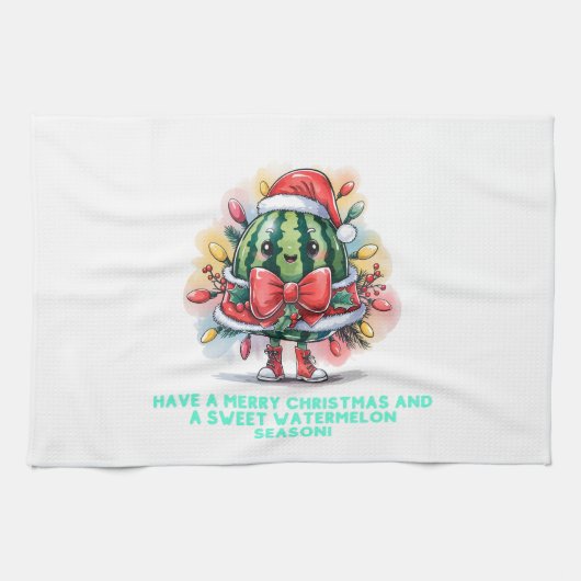 Farbenfrohe Wassermelone Weihnachtsbaum Geschirrtuch (Horizontal)