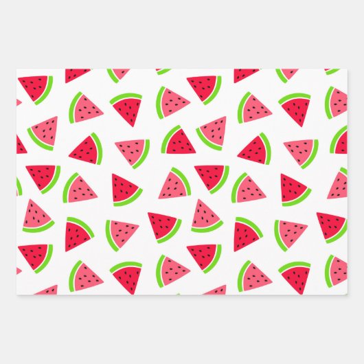 Farbenfrohe Wassermelonen Punkte und Gingham Geschenkpapier Set (Vorderseite 2)