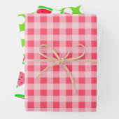 Farbenfrohe Wassermelonen Punkte und Gingham Geschenkpapier Set (Beispiel)