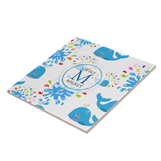 Farbenfrohe Wasserpflücke Muster für Blauwale Mono Fliese (Seite)