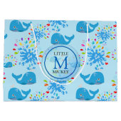 Farbenfrohe Wasserpflücke Muster für Blauwale Mono Große Geschenktüte (Rückseite)