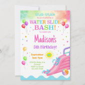 Farbenfrohe Wasserrutsche Geburtstagsbash-Einladun Einladung (Vorderseite)