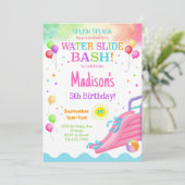 Farbenfrohe Wasserrutsche Geburtstagsbash-Einladun Einladung (Stehend Vorderseite)