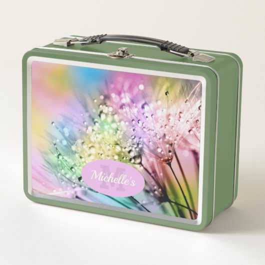 Farbenfrohe Wassertropfen Monogram Metal Lunch Box (Vorderseite)