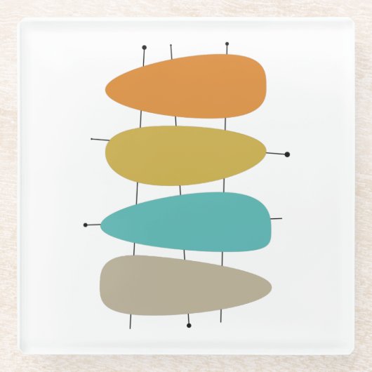Farbenfrohe Wassertropfen und -linien des mittlere Glasuntersetzer (Vorderseite)