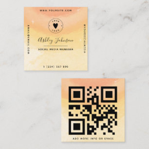 Farbenfrohe Wasserwolken Dream QR Code & Logo S Quadratische Visitenkarte