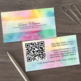 Farbenfrohe Wasserwolken mit QR-Code Hübsch Visitenkarte