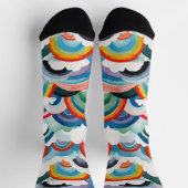 Farbenfrohe Wasserwolken und Regenbogen Socken (Oben)