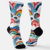Farbenfrohe Wasserwolken und Regenbogen Socken (Gewinkelt)