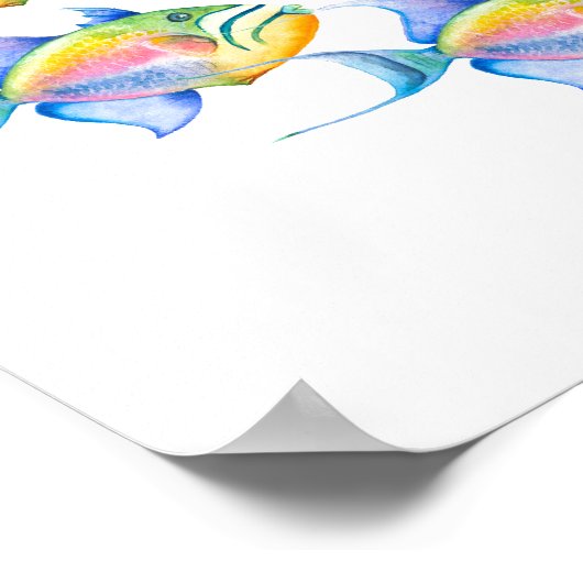 Farbenfrohe Watercolor Beach Art Poster (Ecke)