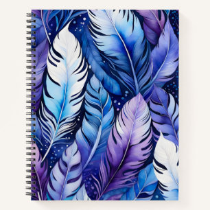 Farbenfrohe Watercolor Feather Art Spirituosen Not Notizblock