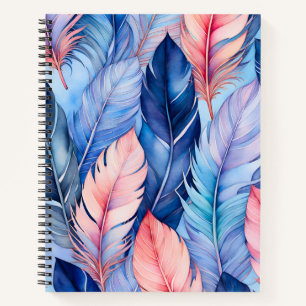 Farbenfrohe Watercolor Feather Art Spirituosen Not Notizblock