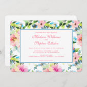 Farbenfrohe Watercolor Floral Pattern - Hochzeit Einladung (Vorne/Hinten)