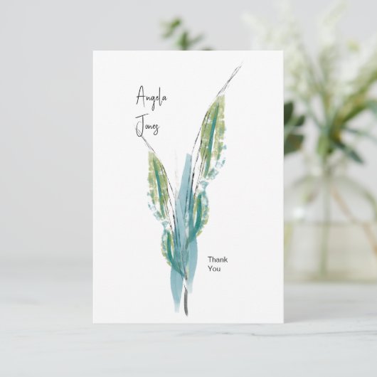 Farbenfrohe Watercolor Foliage Babydusche Dankeskarte (Stehend Vorderseite)