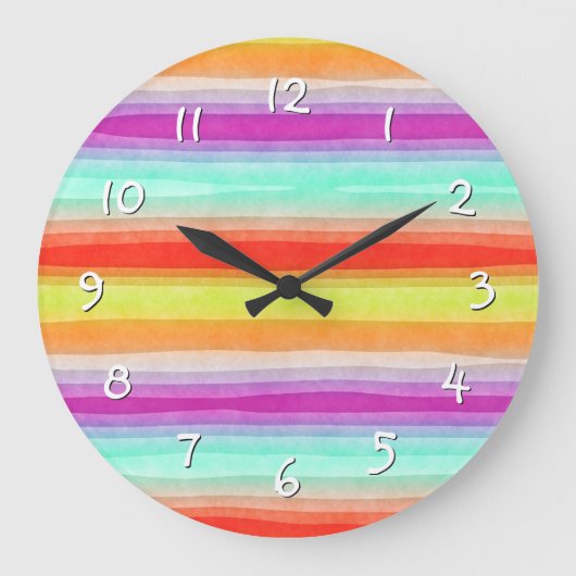 Farbenfrohe Watercolor Muster Große Wanduhr (Vorderseite)