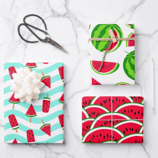 Farbenfrohe Watermelon Wrapping Paper Sheets Geschenkpapier Set (Vorderseite)