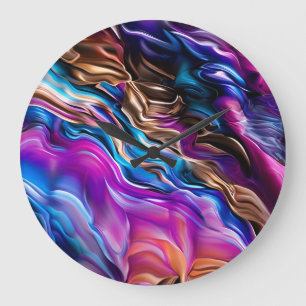 Farbenfrohe Wave Abstrakt Art Clock Große Wanduhr