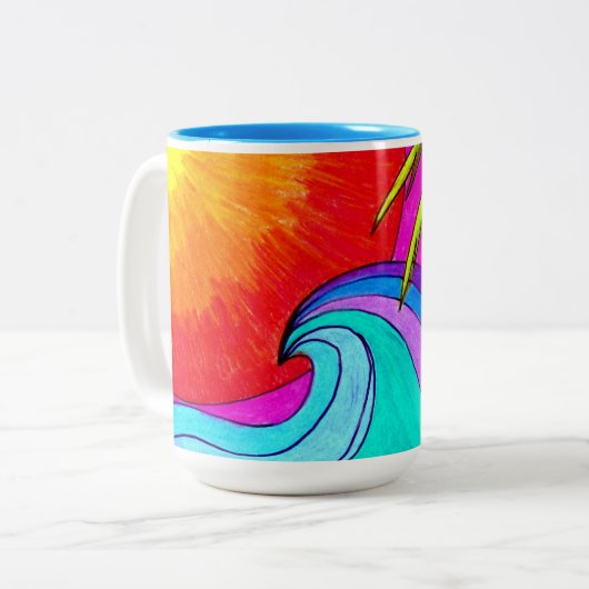 Farbenfrohe Wave Coffee Tasse (Vorderseite Links)
