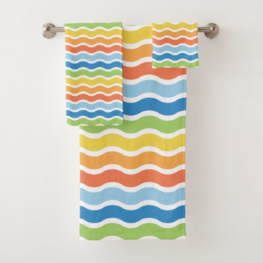 Farbenfrohe Wave Pattern Badetuch Set (Insitu)