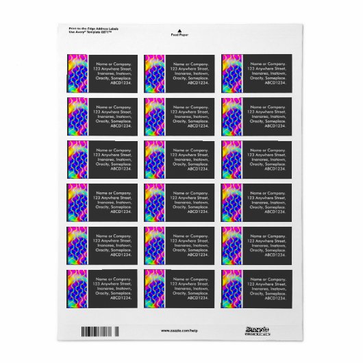 Farbenfrohe Waves Adressaufkleber (Vorne)