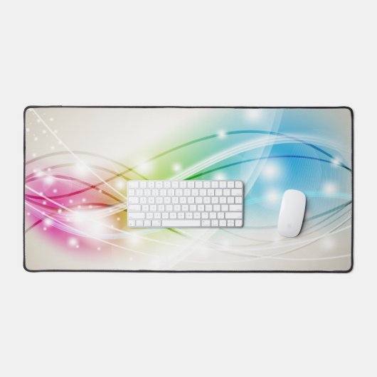 Farbenfrohe Waves Beige Hintergrund Schreibtischunterlage (Tastatur & Maus)