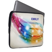 Farbenfrohe Waves Beige Hintergrundmonogramm Laptopschutzhülle (Vorne Rechts)