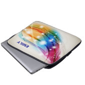 Farbenfrohe Waves Beige Hintergrundmonogramm Laptopschutzhülle (Vorne Knopf)