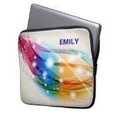 Farbenfrohe Waves Beige Hintergrundmonogramm Laptopschutzhülle (Vorderseite Links)