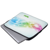 Farbenfrohe Waves Blue Background Monogram Laptopschutzhülle (Vorne Knopf)