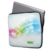 Farbenfrohe Waves Blue Background Monogram Laptopschutzhülle (Vorderseite Links)